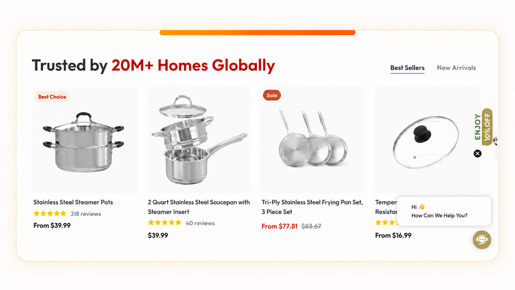 Best Sellers Section Highlighting Key Products First