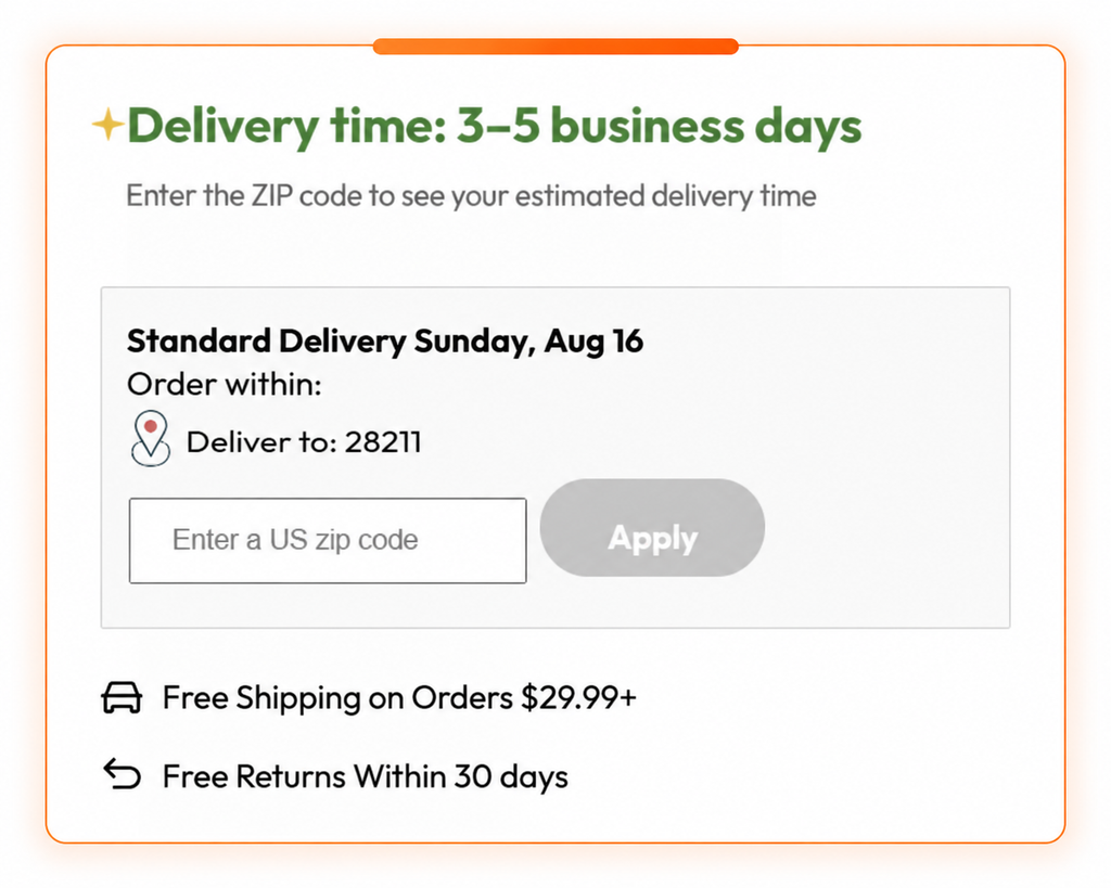 Address-Based Shipping Estimate Section On Product Page